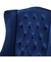 Contemporary Wingback Chair with Diamond Stitching and Birch Wood Legs