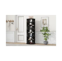 23.6" Rotating Shoe Rack Tower, 7-Tier Spinning Shoe Shelf with 5 Grids Per Layer, Display Rack, 360 Revolving Shoe Carousel Closet Organizer for