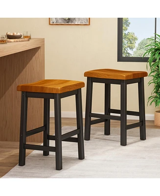 Denise Austin Toluca Walnut Saddle Counter Stool - Set of 2