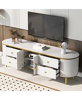 Tv Stand - 80 Inch, 4 Drawers, Cabinet, Metal Legs