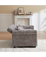 58" Chenille 3-in-1 Loveseat Sofa Bed Sleeper with Pillows