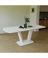 Expandable White Dining Table, U-Legs, Home/Office