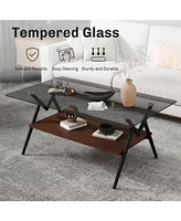 Coffee Table and End tables Set of 3, Tempered Glass Table with Mdf layer, Modern Tables for Living Room