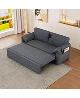 63-inch large folding sofa bed velvet multifunctional double sofa bed, three modes switch, suitable for sitting, lying and sleeping, suitable for livi