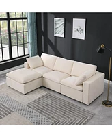 Modular Sectional Sofa, Convertible U Shaped Sofa Couch, Modular Sectionals with Ottomans, 6 Seat Sofa Couch with Reversible Chaise for Living Room. B