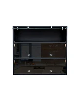 Black Glass Door Shoe Box Shoe Storage Cabinet With Rgb Led Light