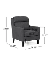 Contemporary Club Chair with Waterfall Back and Tapered Rubberwood Legs