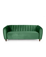 Luxurious Velvet Tuxedo Sofa with Channel Stitching and Modern Glamour
