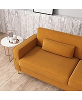 Gold Accented Velvet Sofa - 3-Seat Couch for Living Room and Office