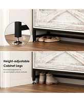 Shoe Cabinet, Entry Home Shoe Cabinet, Entrance Balcony Storage Cabinet, Large Capacity Shoe Rack, White
