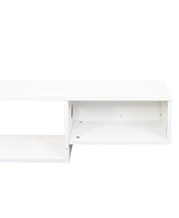 65.35in Wall Mounted Floating Tv Stand with 20 Color LEDs and Charging Station
