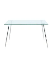 Modern Glass Dining Set with 7 Gray Pu Chairs