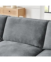 Modern L-Shaped Sectional Sofa with Ottoman (Grey)
