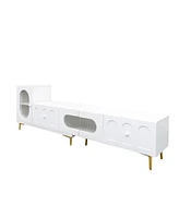 Wood Extendable Tv Stand Rectangle Entertainment Center,Media Tv Console for Living Room Bedroom