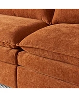 L-Shaped Sectional Sofa with Ottoman: Chenille Upholstered Comfort
