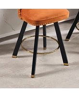 Velvet Bar Chairs with Pull-Out Footrest and Detachable Loop (Set of 2)