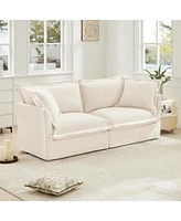 Modern 2-Seat Sofa for Small Spaces: Comfy Slipcover Couch with Detachable Cover