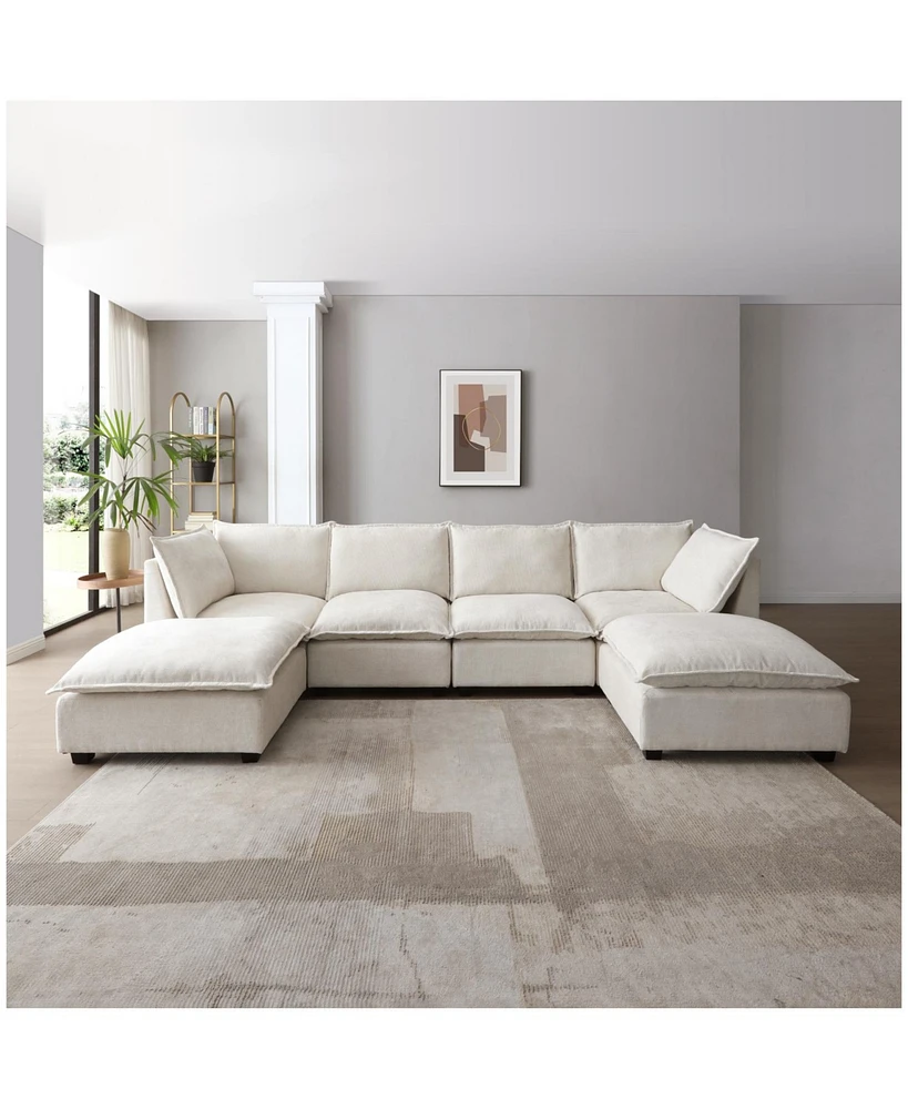130" Modular Sectional Sofa with Ottoman