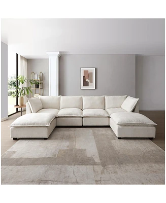 130" Modular Sectional Sofa with Ottoman