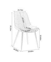 Modern Glass Table and Pu Leather Dining Set with 4 Chairs (Brown Pu Chairs and Glass Table with Black Legs)