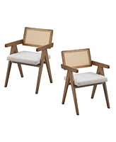 Mid-Century Dining Chairs (Set of 2), Upholstered Wooden Kitchen Chairs for Home, Office, or Restaurant