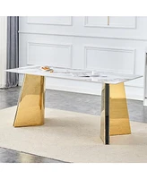 Luxurious Cold Jade Slab Dining Table (63"x31.5"x30") with Butterfly Legs