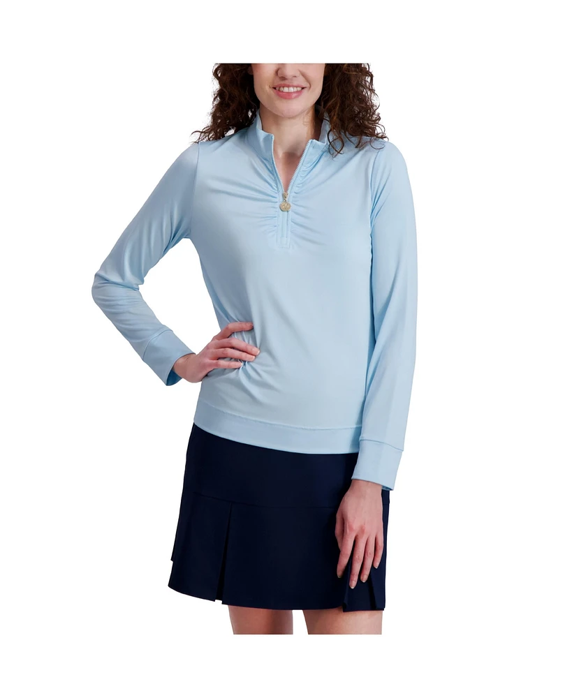 Stella Parker Women's Ruched Front Quarter Zip Pullover