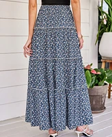Cupshe Women's Frilly Fleur Floral Maxi Skirt