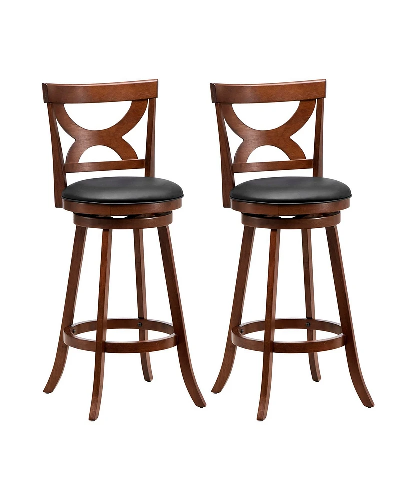 Swivel Bar Stools Set of 2 with Soft Cushion and Elegant Hollow Backrest