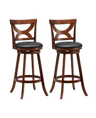 Swivel Bar Stools Set of 2 with Soft Cushion and Elegant Hollow Backrest