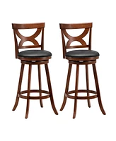 Swivel Bar Stools Set of 2 with Soft Cushion and Elegant Hollow Backrest