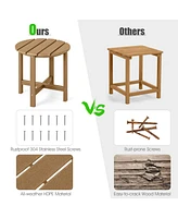 Set of 2 18 Inch Round Weather-Resistant Adirondack Side Tables-Brown