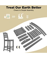 30 Inches Counter Height Hdpe Bar Stool with Backrest and Footrest