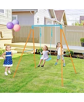 Outdoor Heavy Duty Metal Toddler Swing Set with Stand