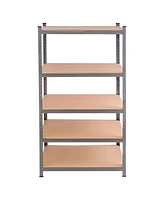 71 inch Heavy Duty Steel Adjustable 5 Level Storage Shelves-Gray