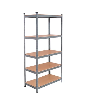 71 inch Heavy Duty Steel Adjustable 5 Level Storage Shelves-Gray