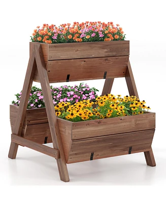 Freestanding Vertical Raised Garden bed with 3 Wooden Planter Boxes