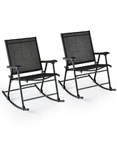 Folding Rocking Chair with Breathable Seat Fabric Set of 2
