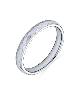 Bling Jewelry Multi Faceted Prism Cut Titanium Band Rings Silver Tone Comfort Fit