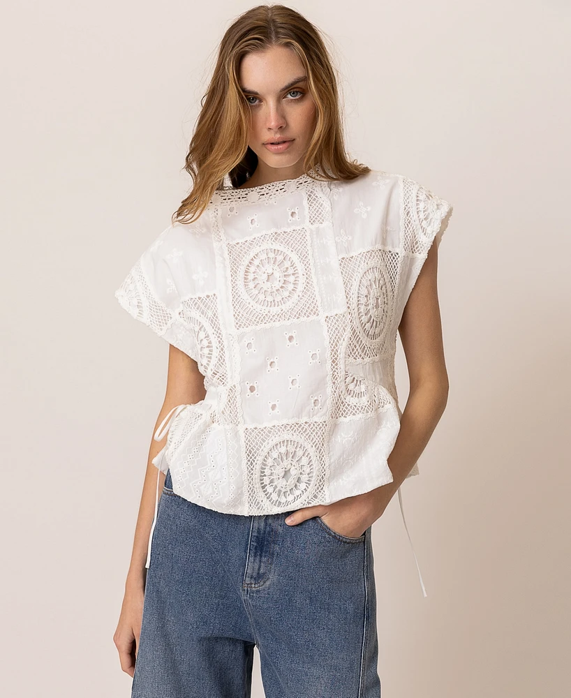 Line & Dot Women's Biva Cotton Round-Neck Tunic Top