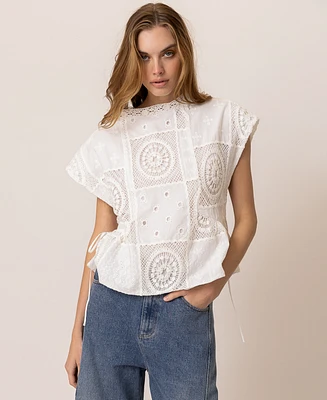Line & Dot Women's Biva Cotton Round-Neck Tunic Top