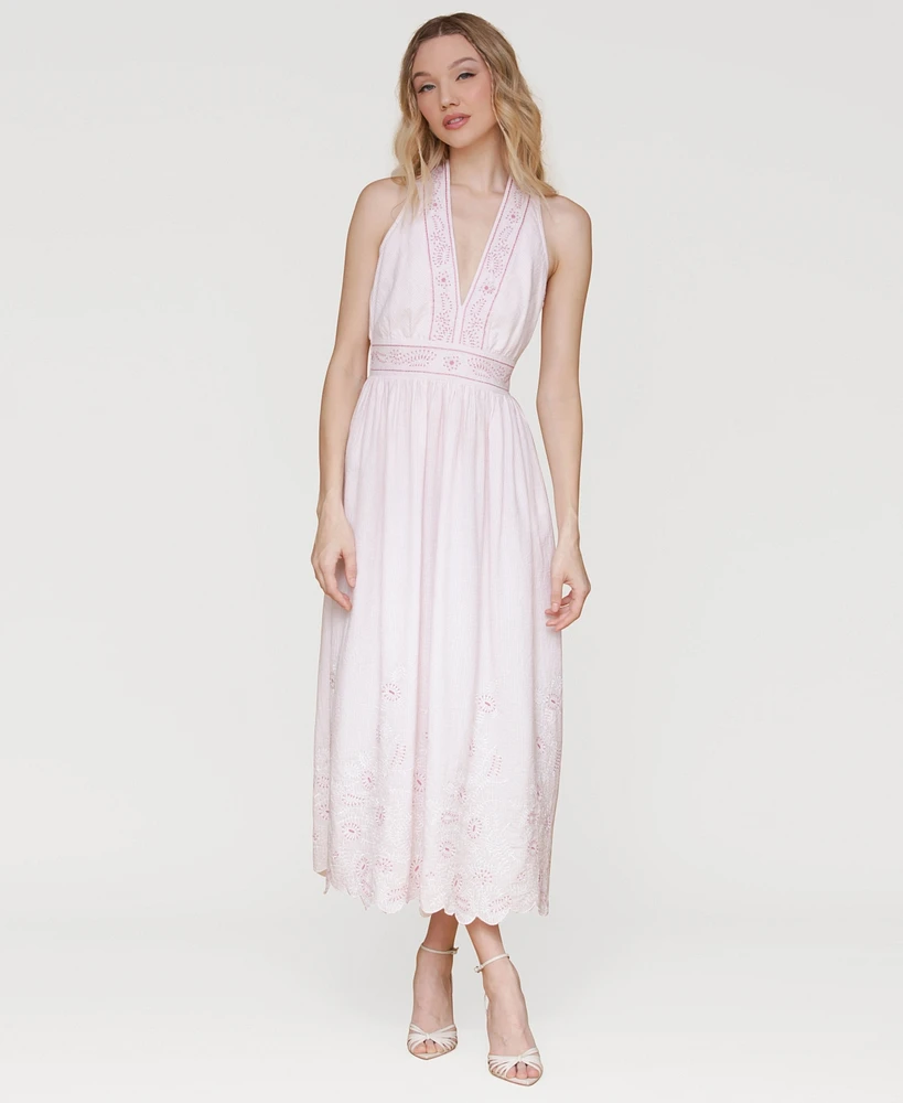 Avec Les Filles Women's Embroidered Cotton Midi Dress