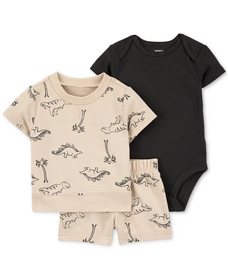 Carter's Baby Boys Cotton Dinosaur T-Shirt, Shorts & Bodysuit, 3 Piece Set