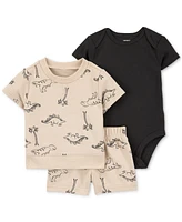 Carter's Baby Boys Cotton Dinosaur T-Shirt, Shorts & Bodysuit, 3 Piece Set