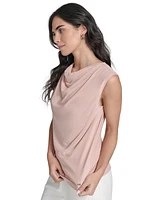 Calvin Klein Women's Sleeveless Mesh Drape-Neck Top