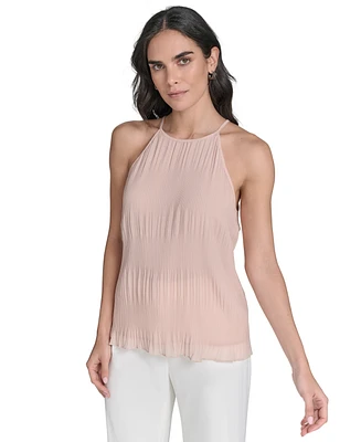 Calvin Klein Women's Pleated Chiffon Halter-Neck Top