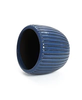 LuxenHome Ribbed Bowl Round Ceramic Decorative Planter Pot