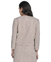 Calvin Klein Women's Collarless Textured Open-Front Jacket