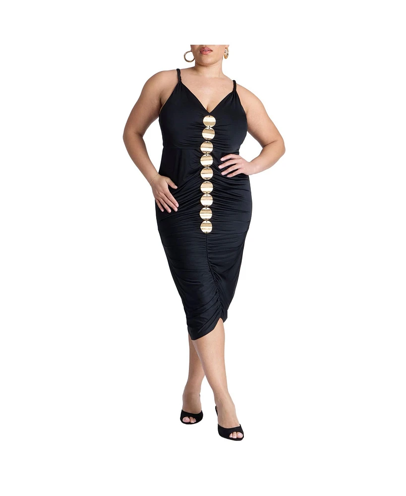 Eloquii Plus Hardware Shirred Midi Dress