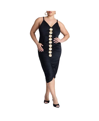 Eloquii Plus Hardware Shirred Midi Dress